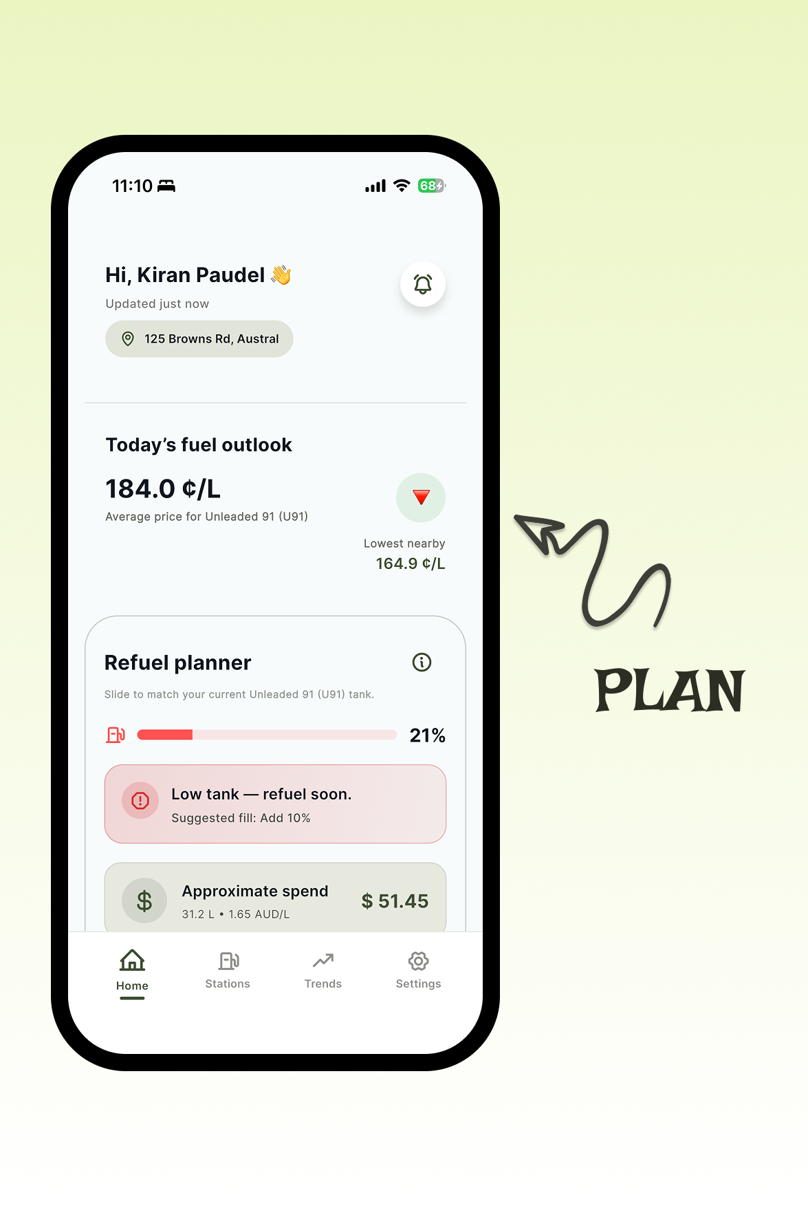 Fuel Smart AU landing screen